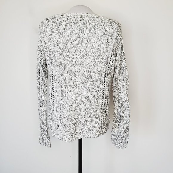 Free People Sweater Fisherman Cable Knit Boho Linen Grey XS - Picture 5 of 10